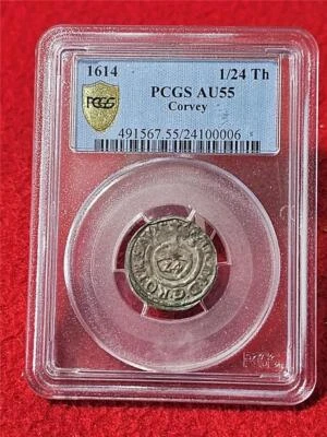 Abbey of Corvey Dietrich IV (1585-1616) 1614 Silver 1/24 Thaler PCGS AU 55#T2482 - Image 1 of 4