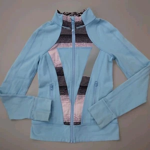 Ivivva Girls Size 8 Blue/Grey/Black/White Perfect Your Practice Jacket - Picture 1 of 8