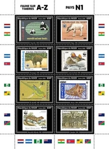 ANIMALS FAUNA Stamps-On-Stamps N1 Countries MNH Stamp Sheet #9 WWF (2020 Niger) - Picture 1 of 1