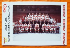 1986-87 Moncton Golden Flames PLAY POLICE Team card Brett Hull rookie