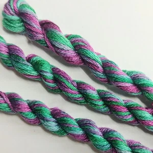Hand Dyed Six Strand Embroidery Thread, Pink and Green, 100% Cotton Floss - Picture 1 of 2