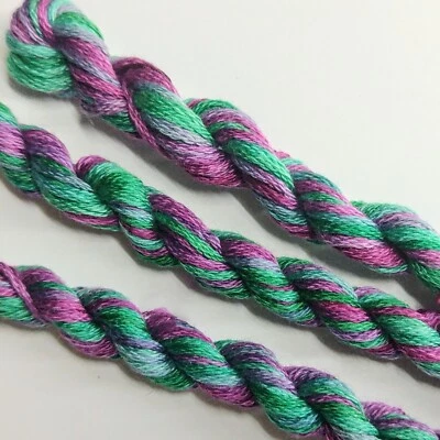 Hand Dyed Six Strand Embroidery Thread, Pink and Green, 100% Cotton Floss - Image 1 of 2