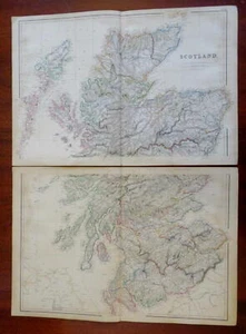 Kingdom of Scotland Edinburgh Glasgow Aberdeen 1860 Blackie two sheet map - Picture 1 of 7
