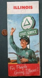 1958 Cities Service Oil & Gas station State of Illinois road map People Going -- - Picture 1 of 1