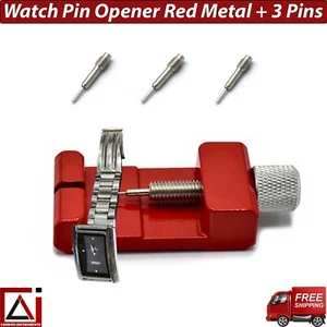 Watch Remover Strap Tool Kit Repair Bracelet Band Pin Adjuster Metal Opener Red - Picture 1 of 7