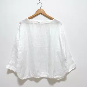 ARTE POVERA Japan Bluse 100% Leinen weiß Gr. XS Relaxed Natur Veritecoeur - Bild 1 von 12
