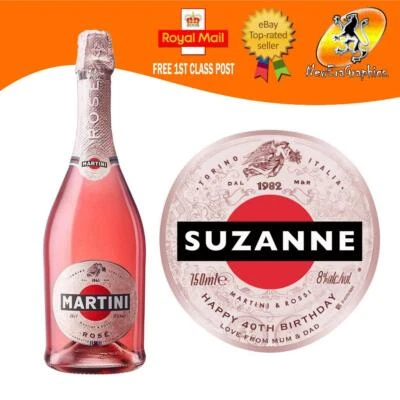 PERSONALISED ITALIAN SPARKLING ASTI ROSE BOTTLE LABEL BIRTHDAY ANY OCCASION GIFT