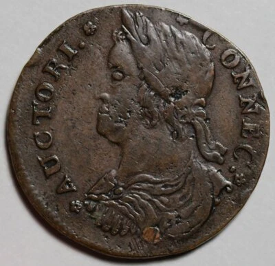 1788 Connecticut Colonial Copper, Draped Bust Left, Miller 16.1-D  (Plugged) - Image 1 of 4