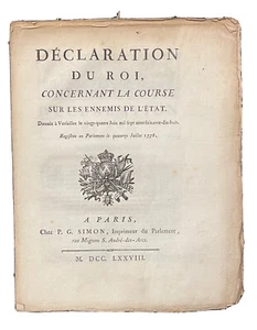 Declaration of the King Versailles, 1778 Enemies of the State - Picture 1 of 5