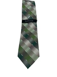 VAN HEUSEN Bay Geo Sz 3.5x 57" Green Brown Striped Mens Silk Tie NWTs MSRP: $40 - Picture 1 of 3