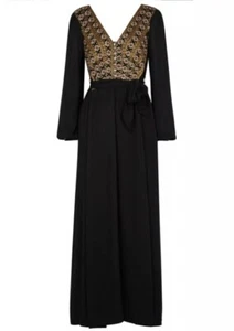Neu mit Etikett $ 198 Free People Hearts Desire besticktes Maxi Boho schwarz Kleid Small - Bild 1 von 10