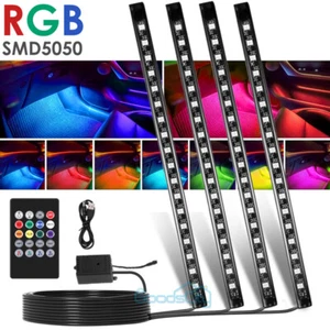 Car RGB 72 LED Light Strip Interior Atmosphere Neon Lamp Remote Control For Cars - Picture 1 of 16