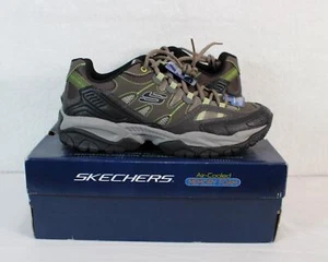 Skechers Mens Sparta 2 Leather Mesh Lace Up Oxford Olive/Blk 11.5 SN 237123 NEW - Picture 1 of 21