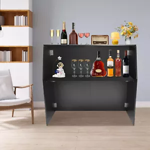 Foldable Bar Portable Event Bar Portable Bar Cabinet For Parties Catering Black - Picture 1 of 24