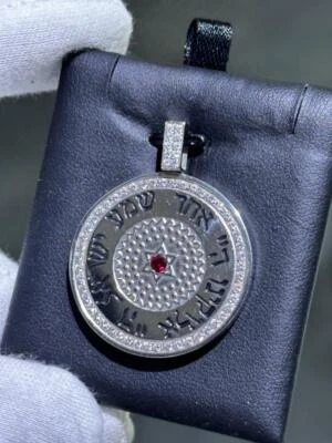 Acero Inoxidable Cabalá Buena Suerte Israel Oración Halo Piedra Colgante Dije Regalo Foto 1 de 4