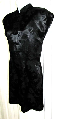 Vestido recto/funda vintage All That Jazz de inspiración asiática negro rodilla para mujer 7/8 Foto 1 de 4