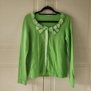 Boden, Women's Green Cardigan with Green Striped Bows, Size 10 - Picture 1 of 7