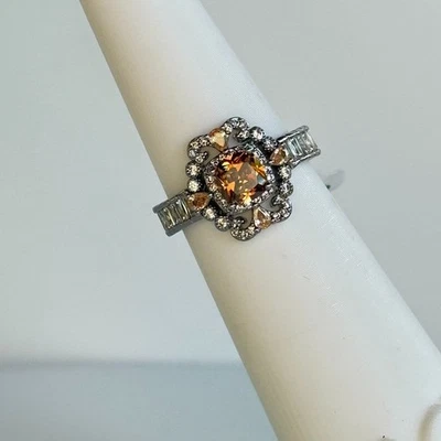 Bomb Party Ring "Let’s Toast To Fabulous" Brown Tourmaline on Hematite Sz 8 - Image 1 of 4