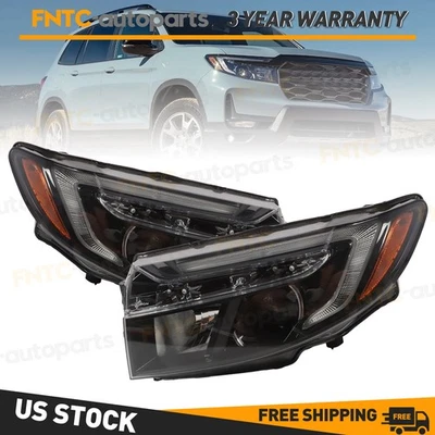 For Honda Passport/Ridgeline 2022-25 w/7-Pin Plug Headlight w/LED DRL Black Pair - Image 1 of 4