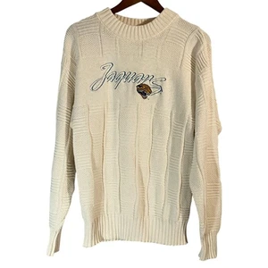 Suéter de punto crema vintage para mujer Jaguars NFL cuello redondo 41" pecho (L) 24" brazos - Imagen 1 de 6