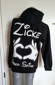 Damen Hoodie schwarz Aufdruck ,,zicke aber seine,, Gr. S top Zustand - Bild 1 von 2
