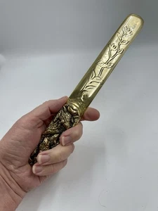 Vintage Arthur Court Brass Letter Opener  1979 Art Nouveau Frogs Lily Lillies - Picture 1 of 7