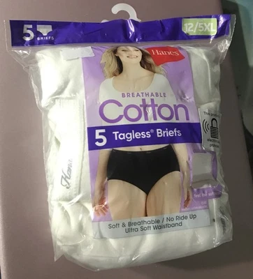 Hanes Women’s Tagless Cotton  Brief Size 12 White  5 Briefs - Image 1 of 2