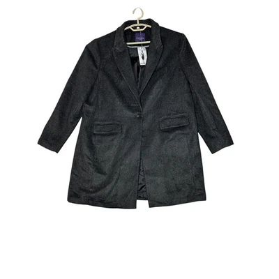 Nuevo con etiquetas Abrigo Violeta by Mango Mujer Gris Carbón Botón Frontal Grande Mezcla de Lana Foto 1 de 4