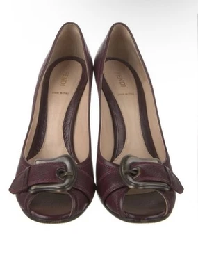 Bombas Fendi Open Toe Borgonha tamanho EUA 11 - Imagem 1 de 4