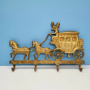 Porta llaves de pared de latón macizo para caballos y carruajes de colección 4 ganchos diligencia Cenicienta  - Imagen 1 de 13