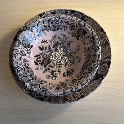 Spode Archive Collection Jasmine 9.5" Pink Pasta Bowl Matching 8” Bowl - Image 1 of 4