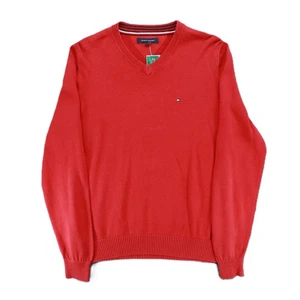 Tommy Hilfiger Men Jumper Sweater Medium Casual Smart Warm Pullover, Red - Picture 1 of 6