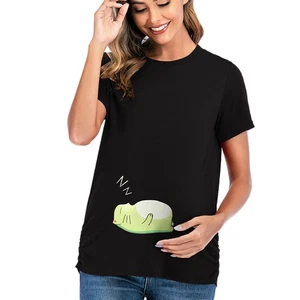 Baby bedrucktes Umstands-T-Shirt Kurzarm Oberteile Bauch T-Shirt Kleidung For8066 - Bild 1 von 6