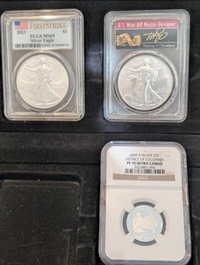 The Real Deal! Real Silver Rare Eagles! 2024 MS70. 2023 First Strike! 2009 Pf70 - Picture 1 of 7