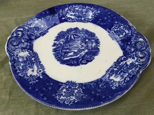 Antique Bonn Malta German Franz Ant Mehlem SERVING PLATE Blue/White Transferware - Picture 1 of 3