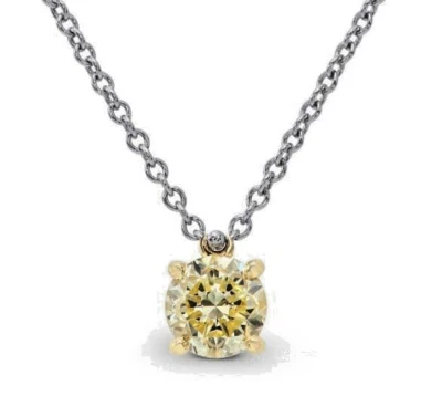 0.54 ct Fancy Yellow Round Diamond 14k Gold Chain VVS2 GIA certified - Image 1 of 4