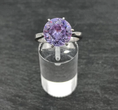 925/- Silberring mit lila simulierten Diamanten, Ringgröße 59, Cocktail, Damen - Bild 1 von 3