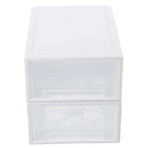 2 Pcs Storage Box Clear Containers for Wardrobe Clothing with Drawers - Picture 1 of 12