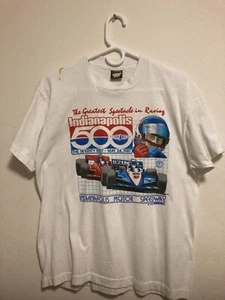 1987 Indianapolis Indy 500 White t-shrt Size Large measures 19"x25.5" Plain Back - Picture 1 of 4