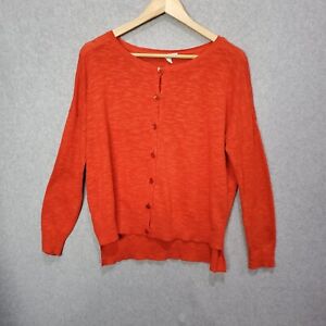 Eileen Fisher Cardigan Sweater Womens Petite Small Red Linen Blend Button Up