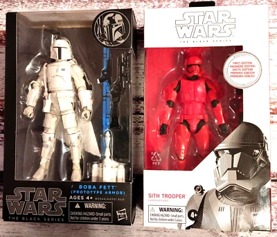 Lote de dos personajes de 6" de Star Wars. Boba Fett y Sith Trooper. Hasbro 2014-2019 Foto 1 de 4