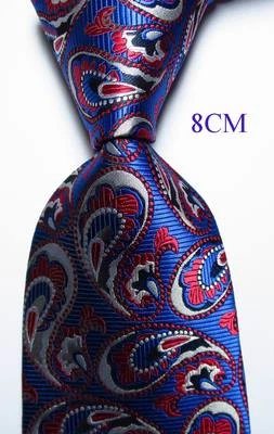 Nueva Corbata Clásica Paisley Azul Rojo Blanco TEJIDA JACQUARD Seda Para Hombre Foto 1 de 2