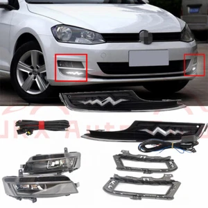 For VW Golf 2015-2017 q 2Pcs LED DRL Daytime Dynamic & Lights Fog Lamps W/ Kit - Picture 1 of 14