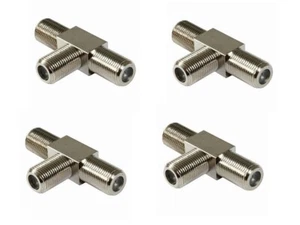 F Type Tee T connector 3 Way Adaptor Pack Of 4 - Picture 1 of 4