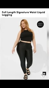 Torrid Leggings 3X 22/24 Black Shiny Liquid HighRise Tapered Leg 27” Inseam NWT - Picture 1 of 13