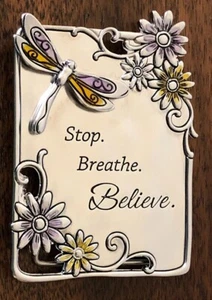 Ganz Easel Plaque/Figurine Dragonfly "Stop. Breathe. Believe." - Picture 1 of 6