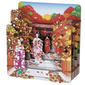 3D puzzle Paper Craft - Shadowbox Arashi-yama (Torii Gate Autumn Foliage) - Picture 1 of 8