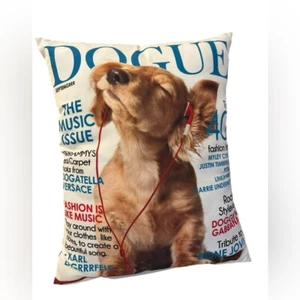Tickles "Dogue" Vogue Magazine Funny Decorative Dorm Pillow Fashion Music Dog - Picture 1 of 8