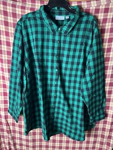 Joan Rivers Buffalo kariertes Freund Shirt mit Tulpe Rücken Detail Größe 3XL - Bild 1 von 8
