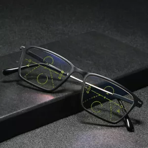 Occhiali da lettura multifocali progressivi zoom raggi blu anti Memory Titanium TR90 - Foto 1 di 16